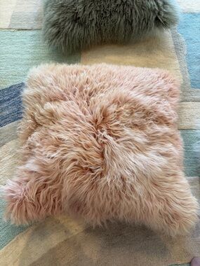 West Elm Mongolian Lamb Pillow Cover with feather down insert